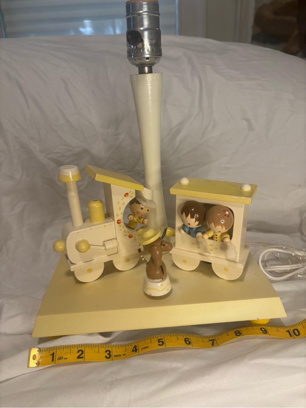 Yellow Wooden Train Night Light Lamp for Kids